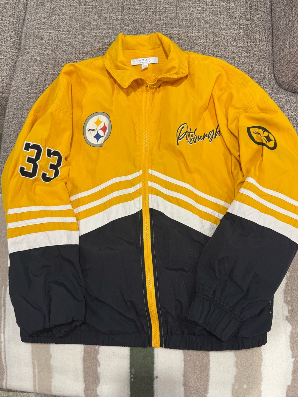 Pittsburgh Steelers Yellow & Black Athletic Zip Jacket